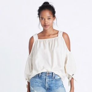 Madewell cold shoulder top with ties